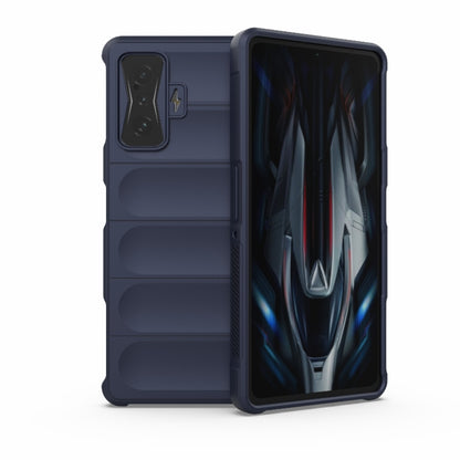 Rugged TPU phone case with flannel lining, dark blue, for Xiaomi Redmi K50 Gaming
