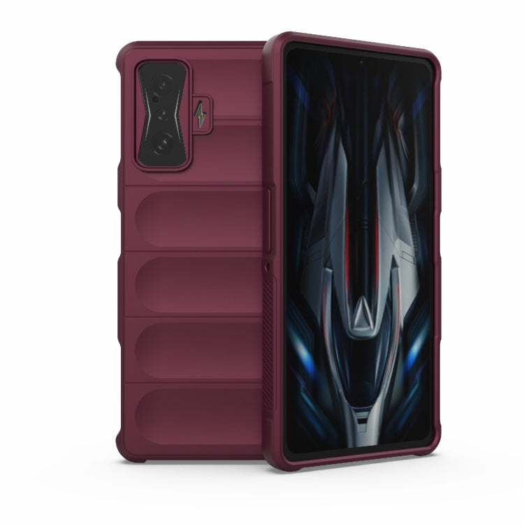 Rugged TPU phone case with flannel lining, wine red, for Xiaomi Redmi K50 Gaming