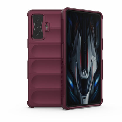 Rugged TPU phone case with flannel lining, wine red, for Xiaomi Redmi K50 Gaming