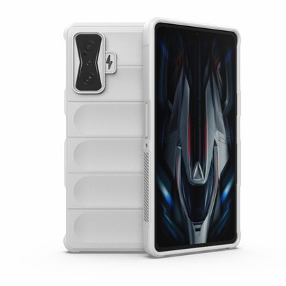 Rugged TPU phone case with flannel lining, white, for Xiaomi Redmi K50 Gaming