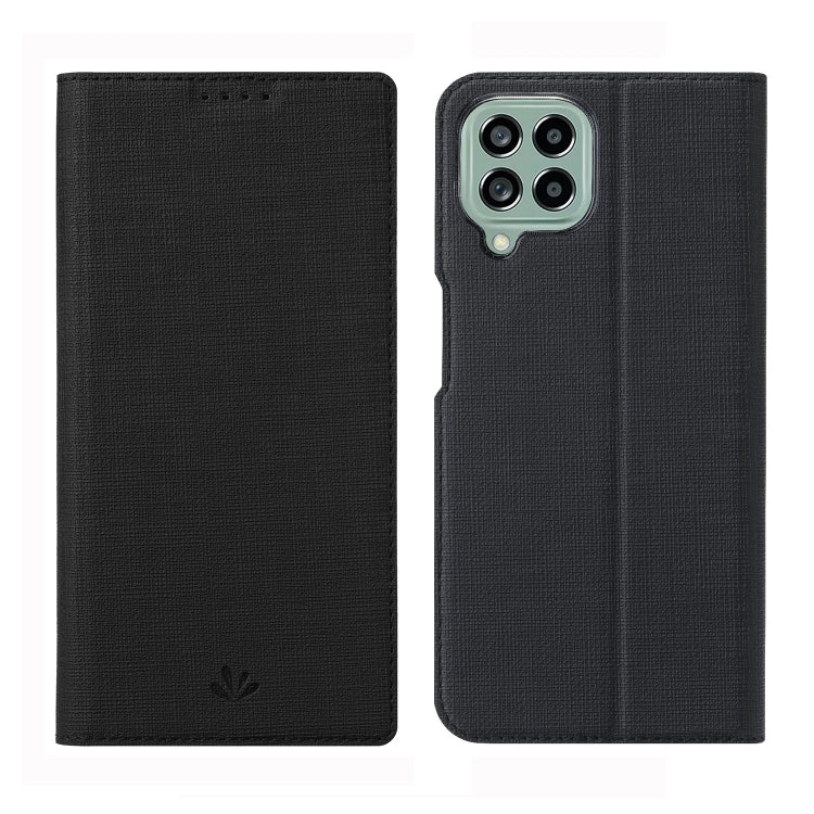 Black folio phone case with magnetic flap, visible camera cutout