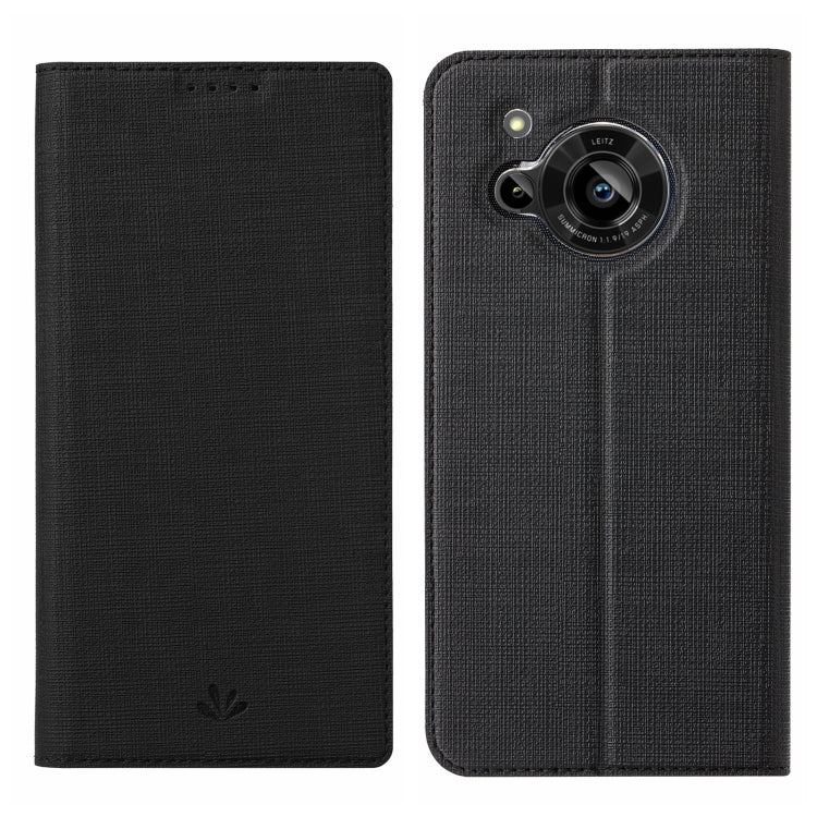 Black flip phone case with textured finish and camera lens opening