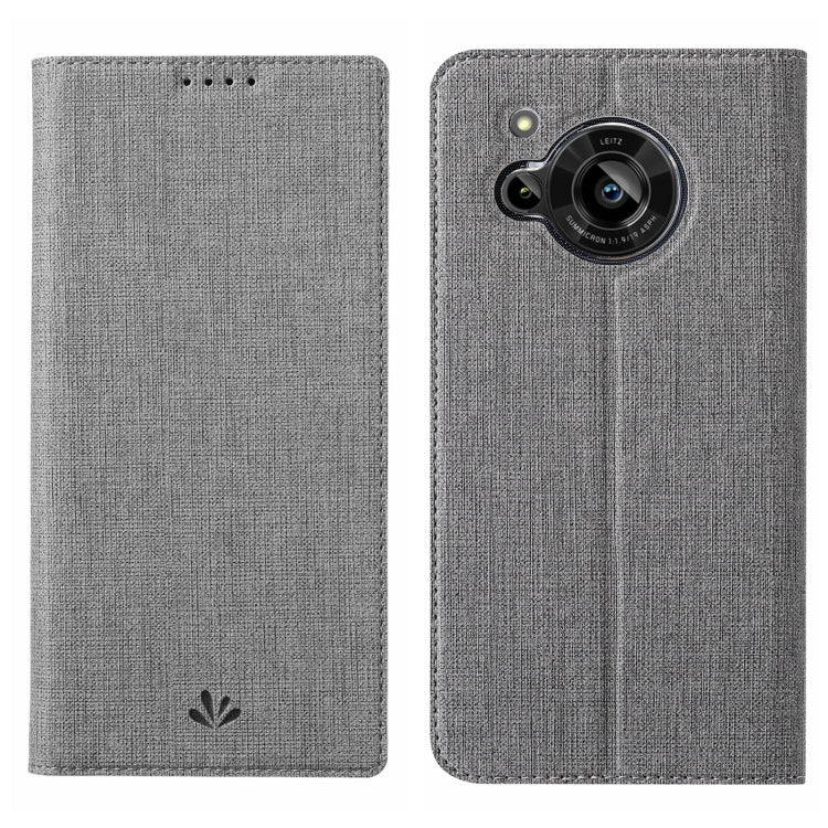 Light gray flip phone case with textured finish and camera lens opening