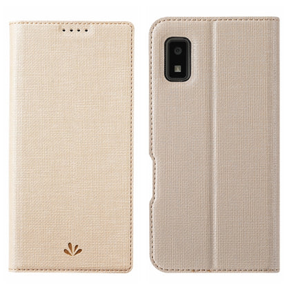 Beige fabric folio phone case with flip cover and camera cutout