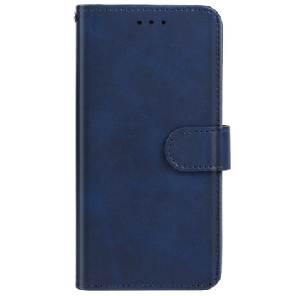Blue leather phone wallet case with flip cover and side button cutouts
