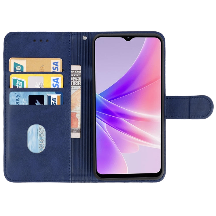 Blue leather phone wallet case open with card slots and magnetic flap