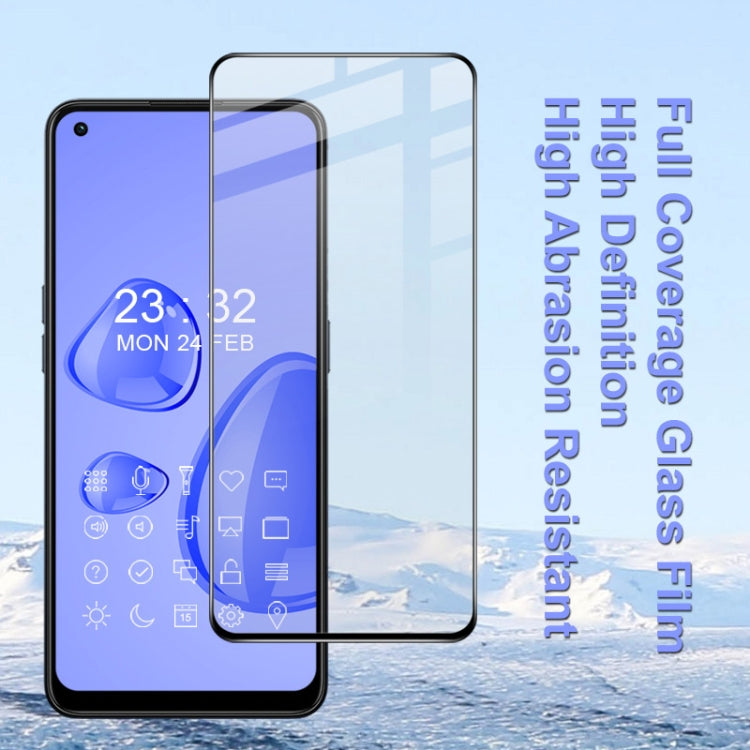 Full-screen clear tempered glass film on smartphone, covering the front display