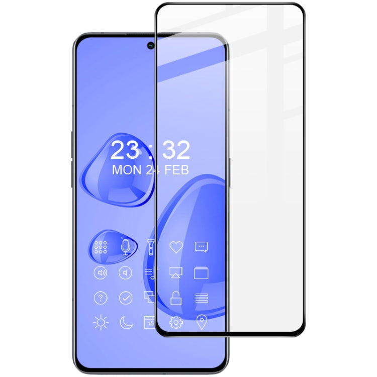 Smartphone screen with full-screen clear tempered glass protector film applied