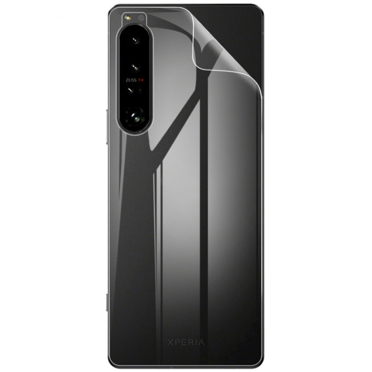 Clear curved hydrogel back protector film covering the Xperia 1 IV rear
