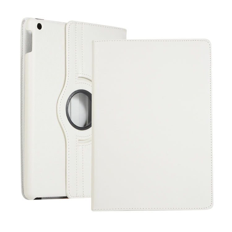 White leather tablet case with 360° rotation holder ring and fold cover