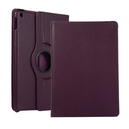 Dark purple leather tablet case with 360° rotation holder ring and front cover