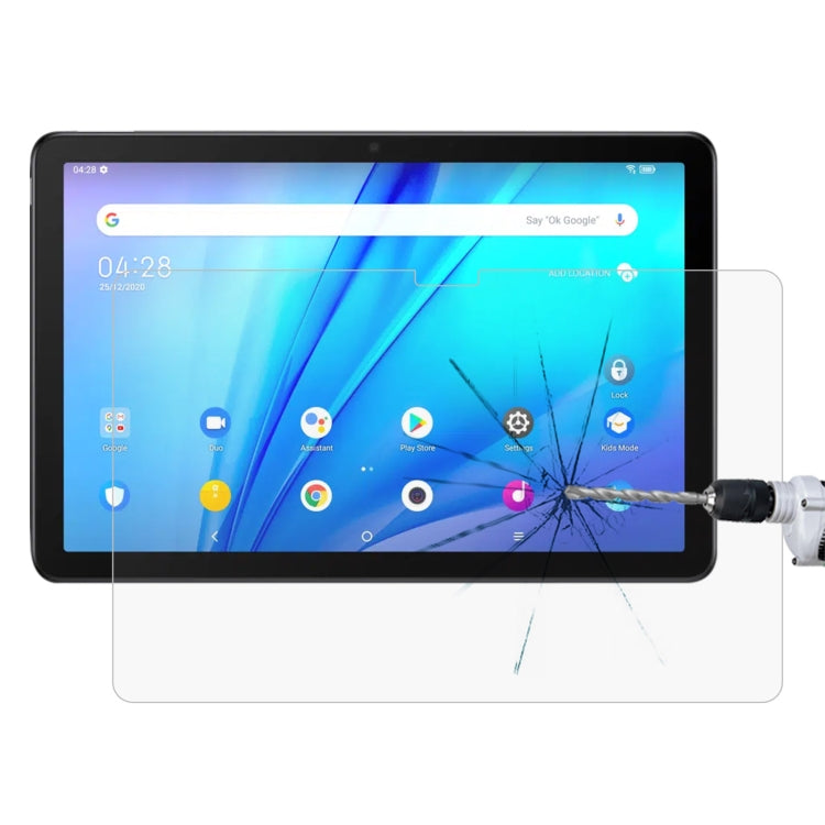 Tablet tempered glass screen protector film with anti-shatter crack lines after impact