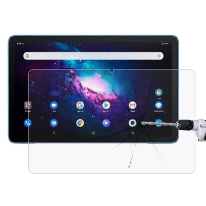 Tablet tempered glass screen protector film over display, clear protective panel