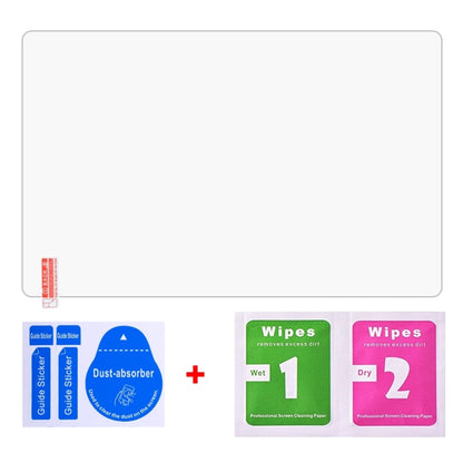 Clear tempered glass screen protector film with cleaning guide sticker and wipe packets