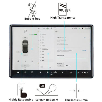 Tablet tempered glass screen protector film showing bubble-free, high clarity, and scratch resistance