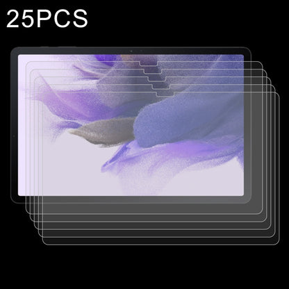 Tablet tempered glass screen protectors, 25-pack; clear film stack with purple artwork