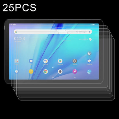 Tablet tempered glass screen protectors, 25-pack; clear film over tablet screen