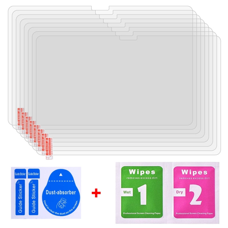 Tablet tempered glass screen protectors, 25-pack; stacked clear protective films