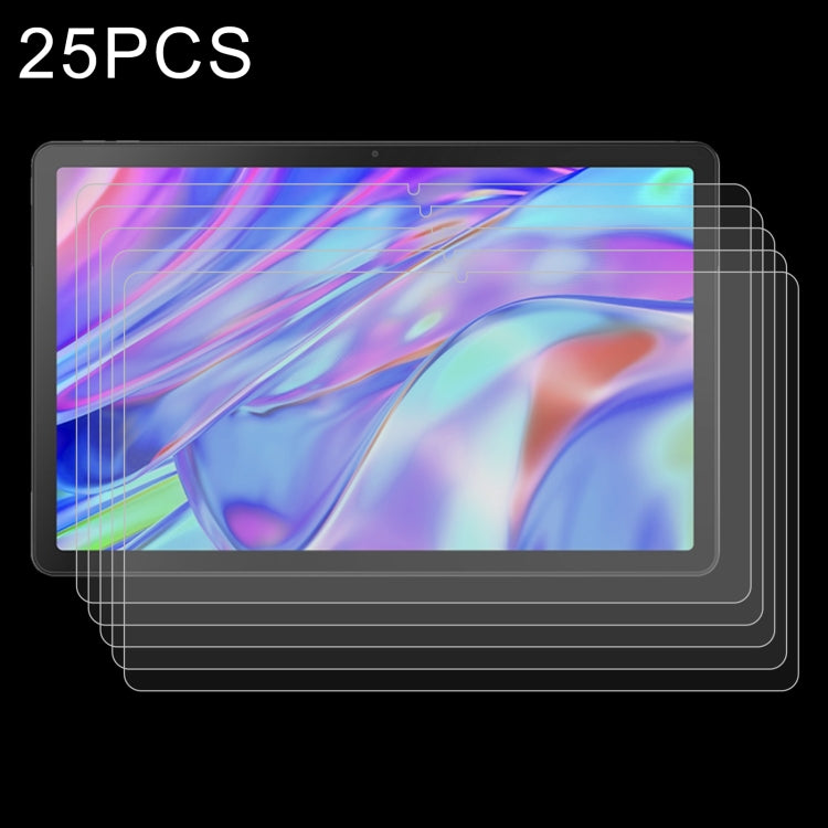 Tablet tempered glass screen protectors, clear glossy 25-pack with stacked layers