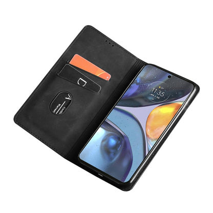 Magnetic flip leather phone case in black, with inner card slots and magnetic closure