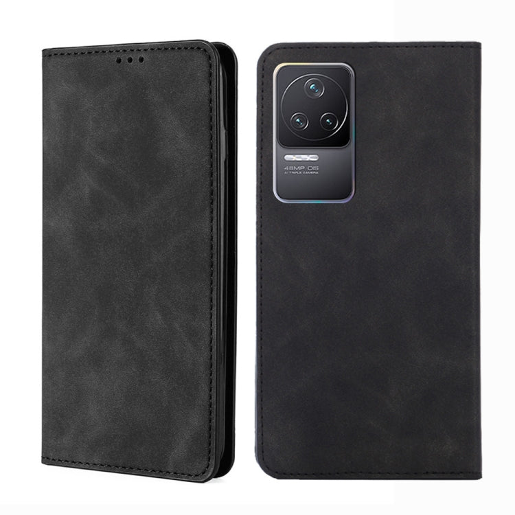 Magnetic flip leather phone case, black, with camera cutout and visible speaker holes