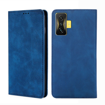 Magnetic flip leather phone case, blue, with front cover and camera opening