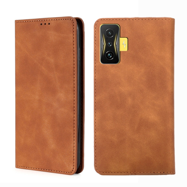 Magnetic flip leather phone case, light brown, front flip and back camera cutout