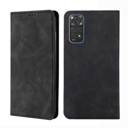 Magnetic flip leather phone case, black, front flip and back camera cutout