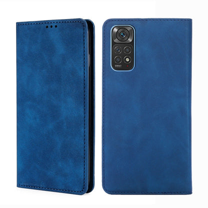 Magnetic flip leather phone case, blue, front flip and back camera cutout