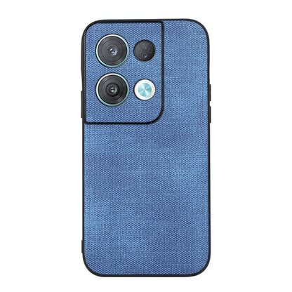 Blue textured PU shockproof phone case with camera cutouts and raised edges