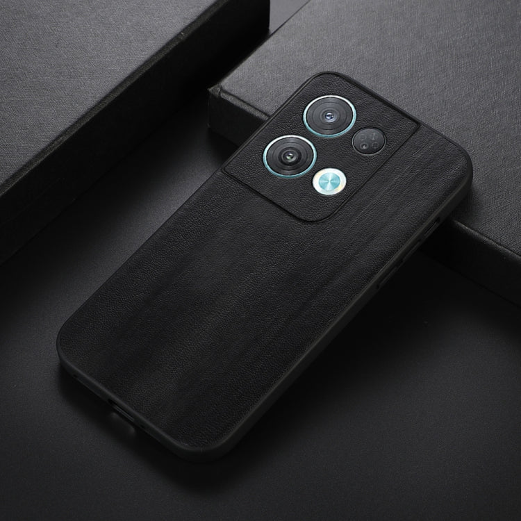 Black PU phone case with textured back and camera cutouts