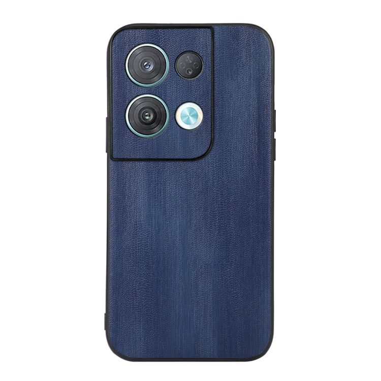 Blue PU phone case with textured finish and camera cutouts