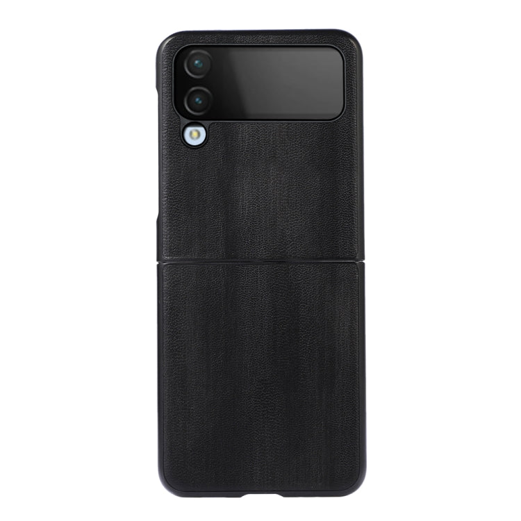 Black PU phone case with textured finish and cutouts for dual cameras and flash