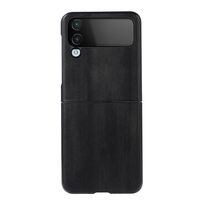 Black PU phone case with textured finish and cutouts for dual cameras and flash