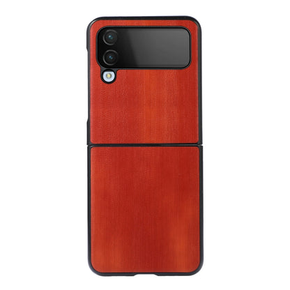 Orange-red PU phone case with textured finish and cutouts for cameras and flash