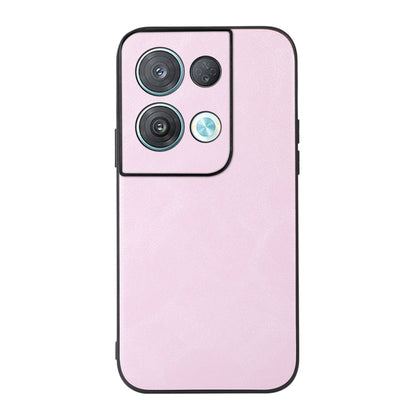 Pink cowhide-texture PU phone case, back view with camera cutouts