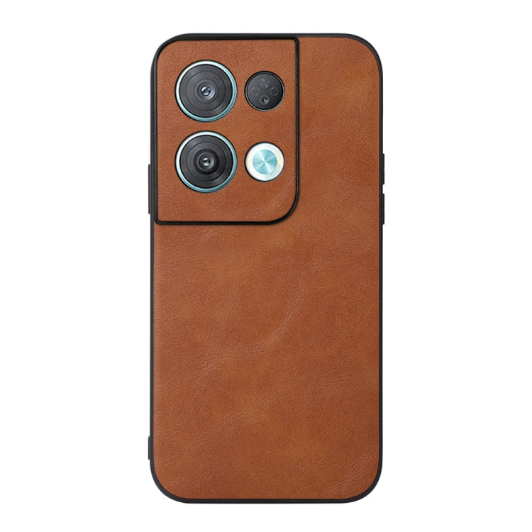 Cowhide-texture PU phone case, brown, camera module cutout with flash and lens openings