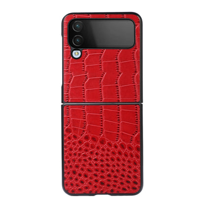 Red crocodile-pattern leather phone case with camera cutouts and slim black edges