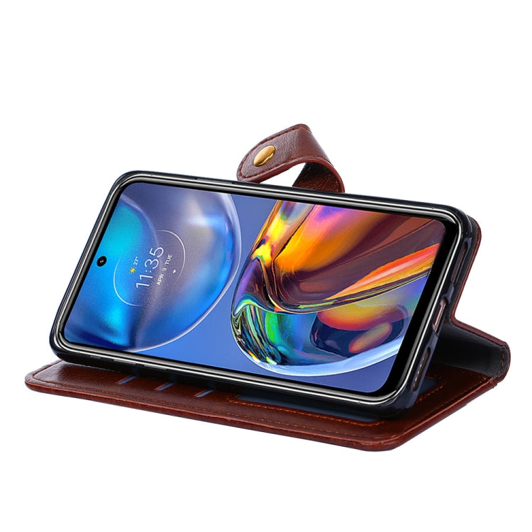 Brown leather folio phone case with stand cover and camera cutout