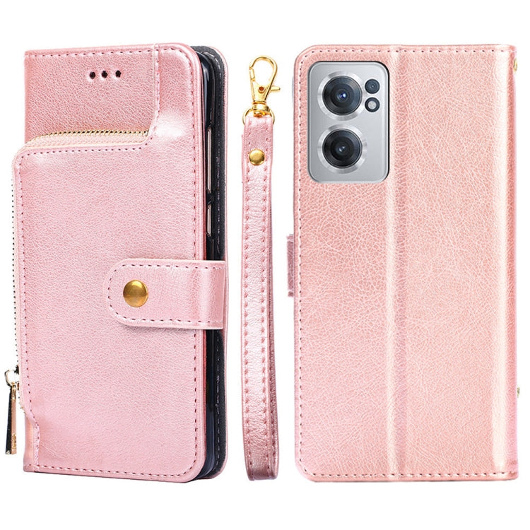 Pink leather folio phone case with card slot, magnetic strap, and zipper wrist strap