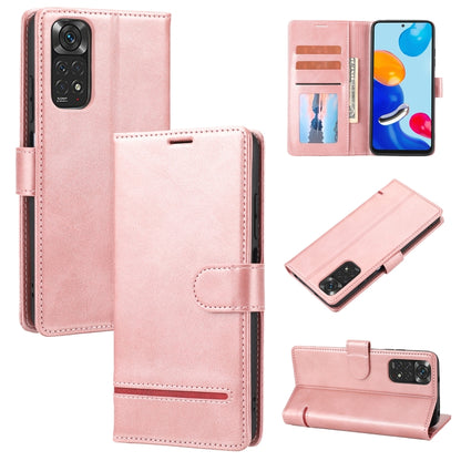 Pink flip leather wallet phone case with stitched folio, card slots, and camera cutout