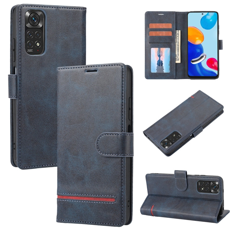 Gray flip leather wallet phone case with stitched folio and camera cutout, kickstand view
