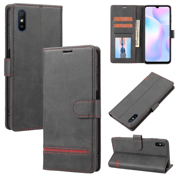 Black leather wallet flip phone case with card slots, flip cover, and camera cutout