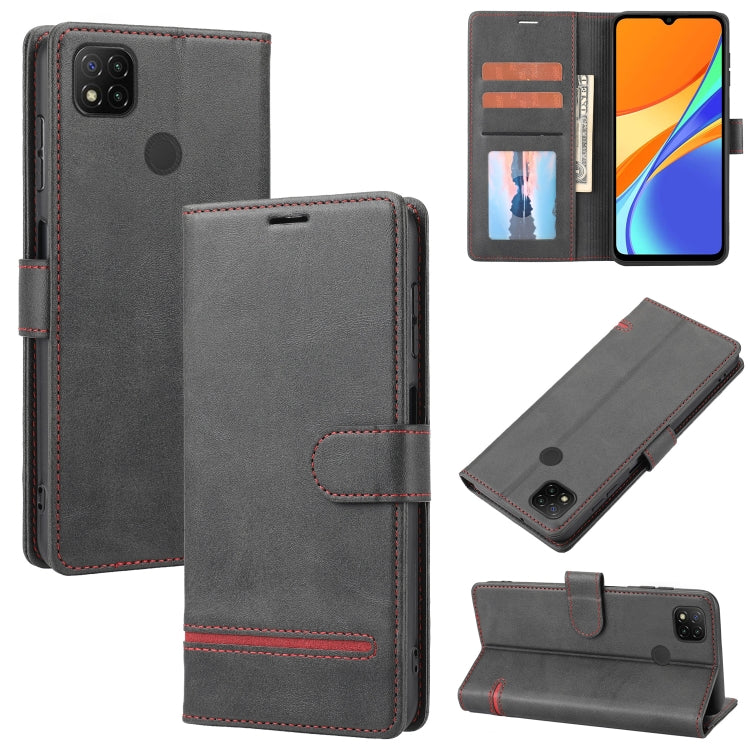 Dark gray leather wallet flip phone case with card slots and magnetic clasp