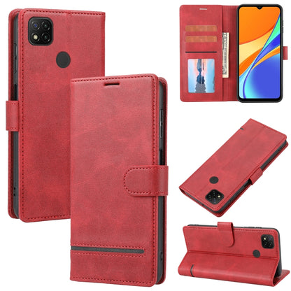 Red leather wallet flip phone case with card slots and magnetic clasp