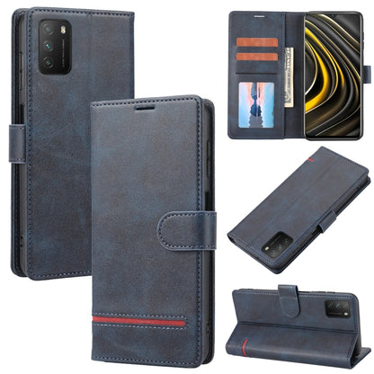 Blue leather wallet flip phone case with card slots and magnetic clasp