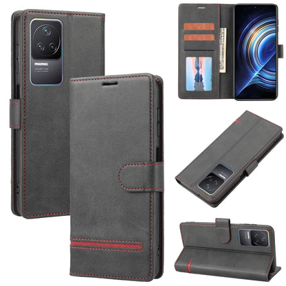 Dark gray leather wallet flip phone case with card slots and magnetic fold-over closure