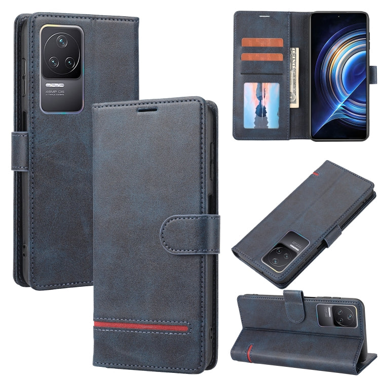 Blue-gray leather wallet flip phone case with card slots and magnetic fold-over closure