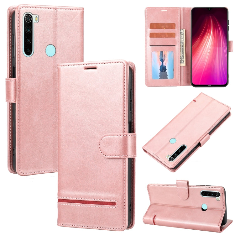Light pink leather wallet flip phone case with card slots and magnetic fold-over closure