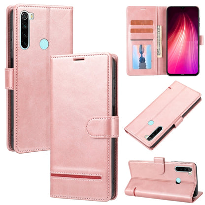 Light pink leather wallet flip phone case with card slots and magnetic fold-over closure